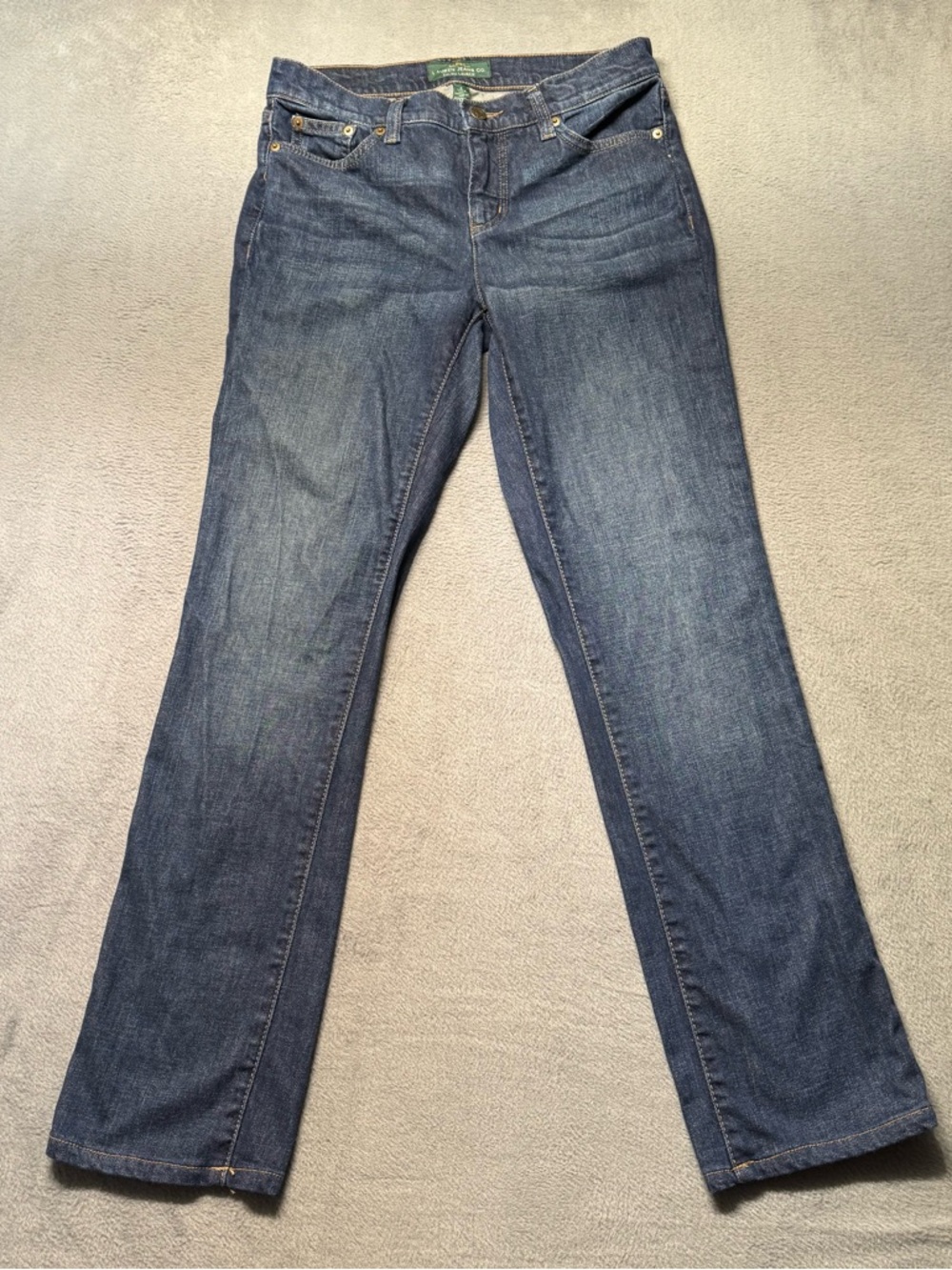 LRL Lauren Jeans Co Womens 4 Classic Straight Jeans Mid Rise Blue Stretch EUC